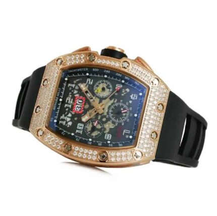 Luxury skeleton chronograph watch diamond design sporty style